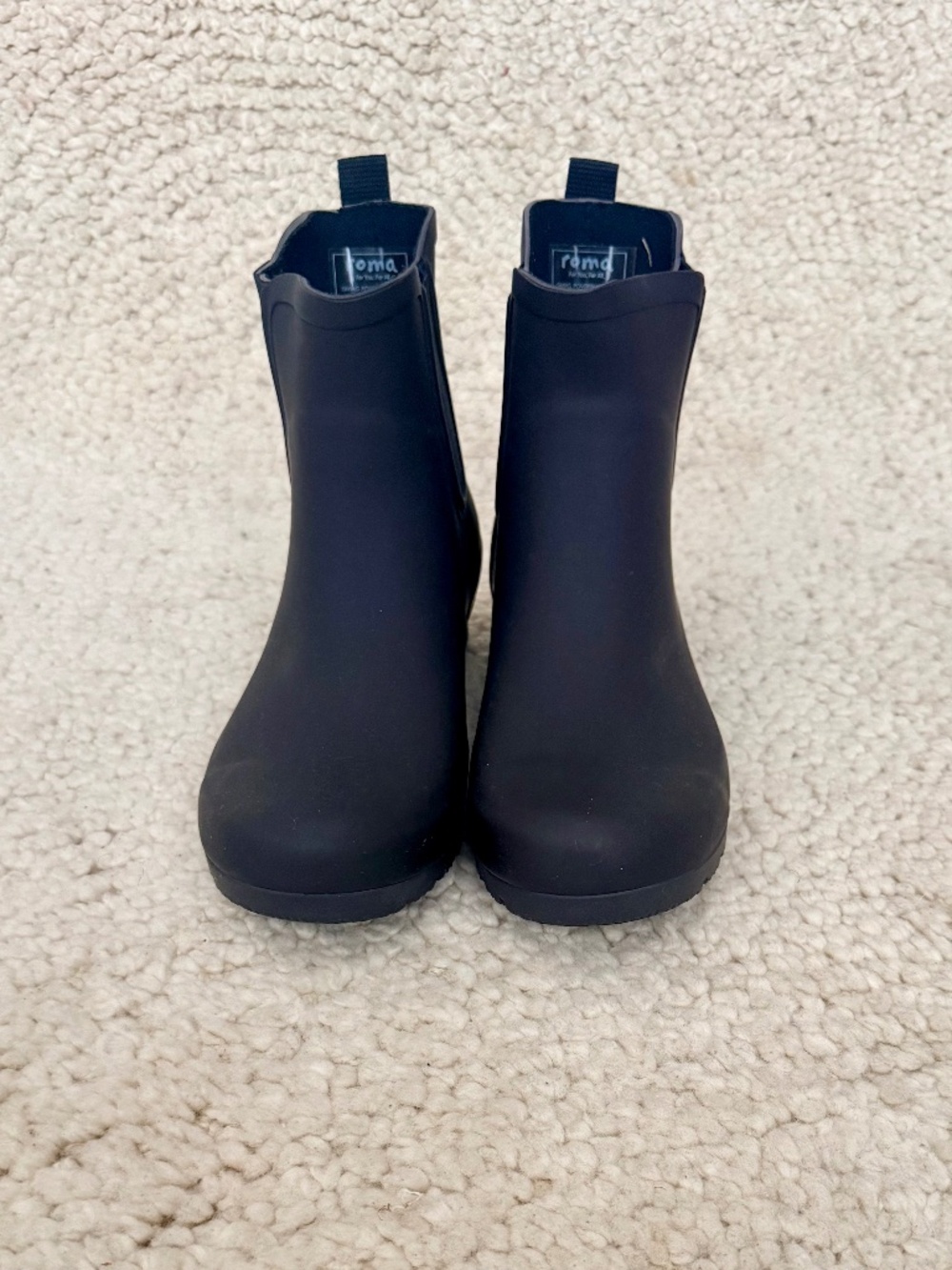 ROMA Boots Womens 10 Black Chelsea Rain Boots Waterproof Rubber Ankle